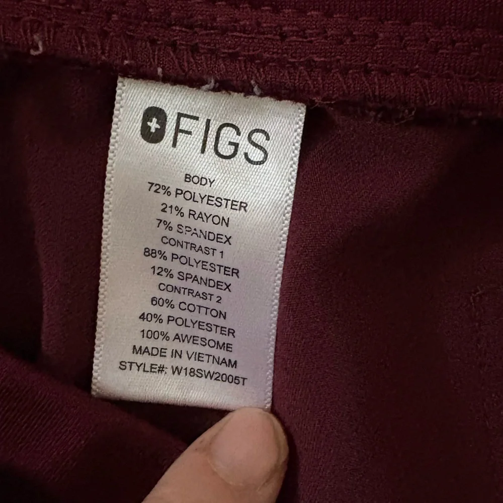 Figs Zamora Burgundy Jogger Scrub Pants Size M/T - Picture 5 of 6